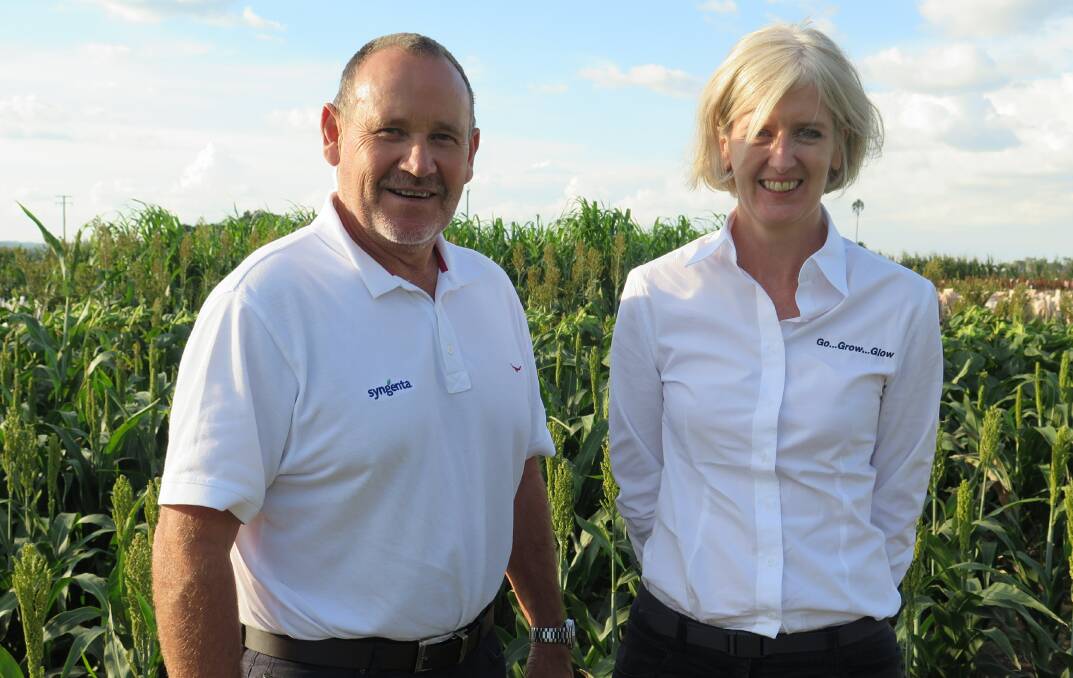 CHANGE AHEAD: Syngenta's Australia and New Zealand general manager, Paul Luxton with Asia-Pacific regional director, Tina Lawton, inspecting crops in southern Queensland last week. 