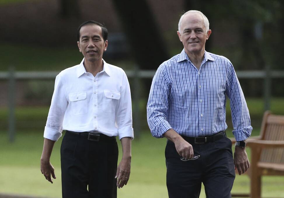 LINK UP: Indonesian President Joko Widodo and Australian Prime Minister Malcolm Turnbull following recent trade talks in Australia.

