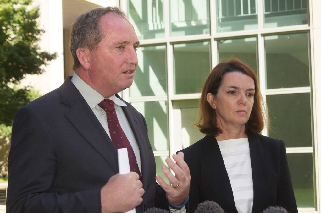 FRONT FOOT: Agriculture and water resources minister Barnaby Joyce and assistant minister Anne Ruston will be under the pump on farm policy issues, in the new parliament.