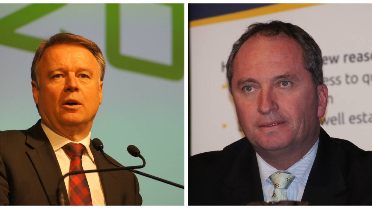 SHADOW BOXING: Shadow Agriculture Minister Joel Fitzgibbon (left) and Agriculture and Water resources Minister Barnaby Joyce.