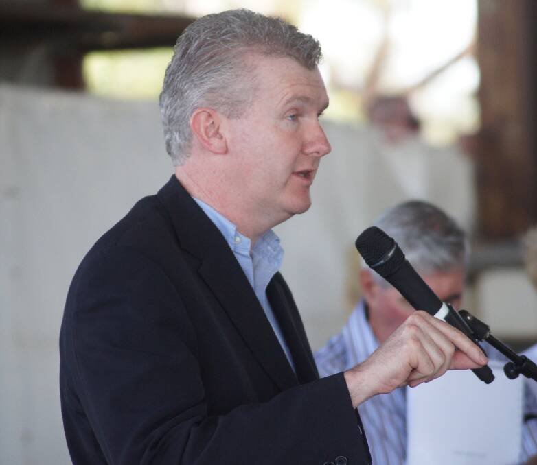 SPEAKING UP: Senior Labor MP Tony Burke at a public meeting in late 2011 at Deniliquin during the Basin Plan's formulation.