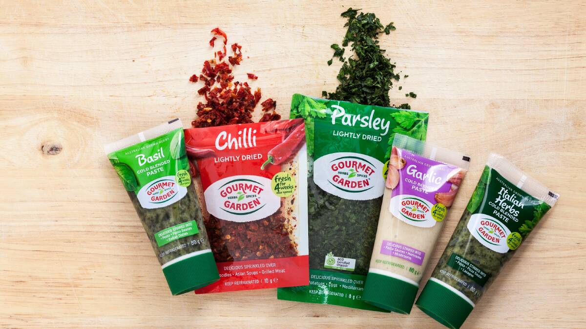 SPICY ACQUISITION: Some of the Gourmet Garden range, produced from Australian ingredients. The company has been bought by US herb and spice giant, McCormick & Company. 