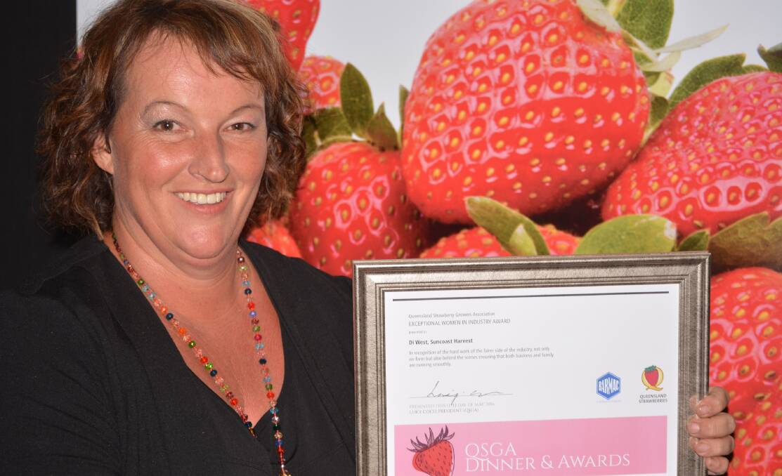 HIGHLY RECOGNISED: Di West of Suncoast Harvest wins the Exceptional Women in Industry Award, acknowledging her dedication to the industry. 
