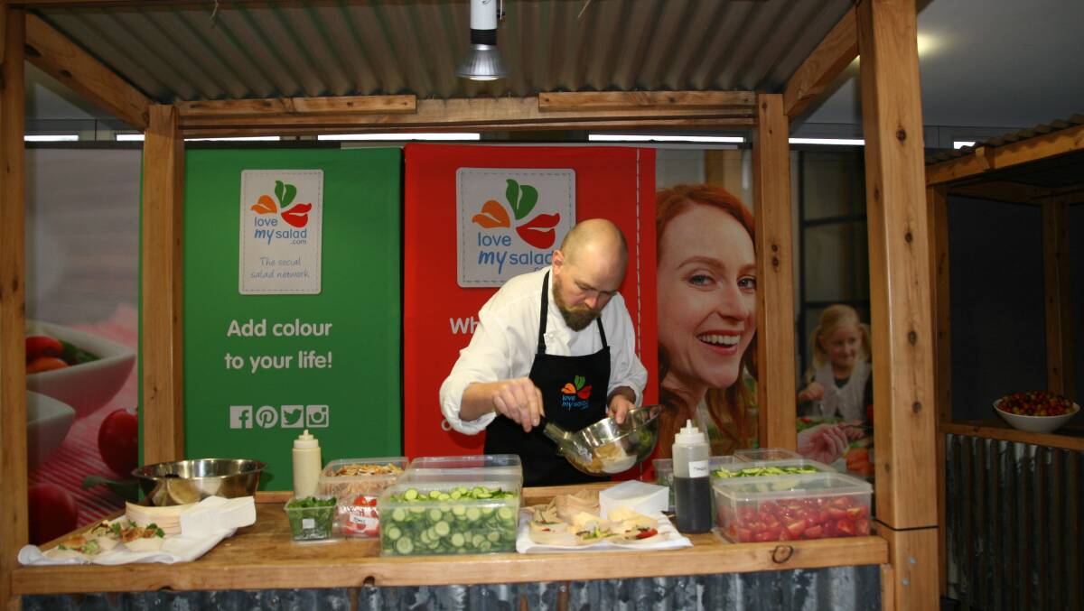 MASTER CHEF: Chef and Love My Salad ambassador Christopher Howe in full swing during the Hydroponic Farmers Federation Conference in Lorne, Victoria.