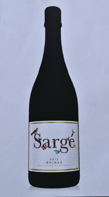 HOME MADE: The distinct lable design of one of Chris Sargeant’s own shiraz brand.

