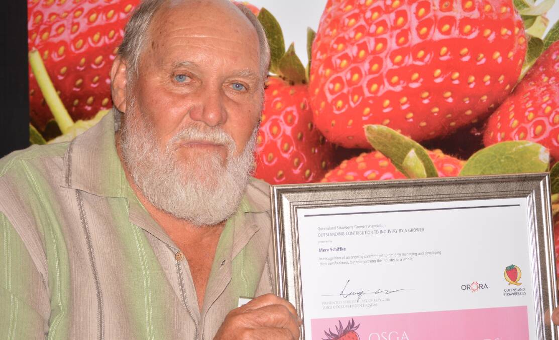 BIG CONTRIBUTOR: The very worthy recipient of this year's Outstanding Contribution to Industry Award, Merv Schiffke of Taste n See Strawberries. 