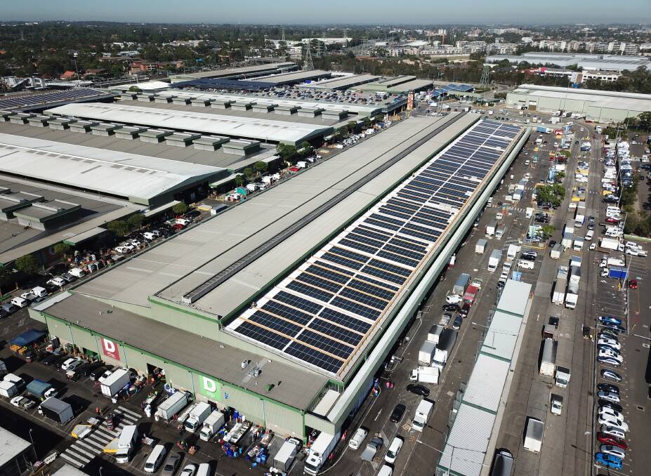 POWER UP: The Sydney Markets' rooftop solar power system is made up of 8594 solar panels, with a capacity of more than 3 megawatts. The solar system will provide about 11 per cent of Sydney Markets’ annual site power consumption.