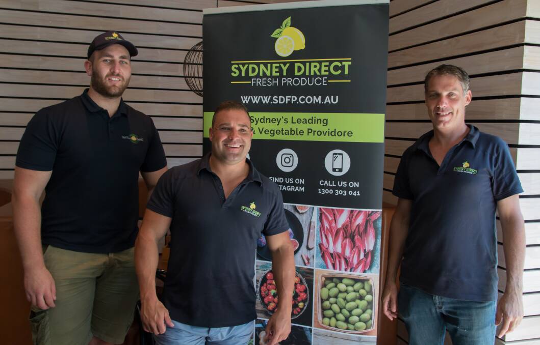 MARKETS BOYS: Some of the team behind Sydney Direct Fresh Produce, account manager Matthew Mintoff, managing director Luke Kohler and account manager Anthony Harris. 
