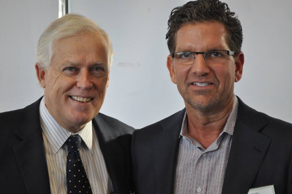 Michael Worthington, FPSC director and CEO of PMA A-NZ, with international guest speaker Tim York, president of foodservice company Markon, USA, at the launch of the Fresh Produce Safety Seminar in Sydney last month. 