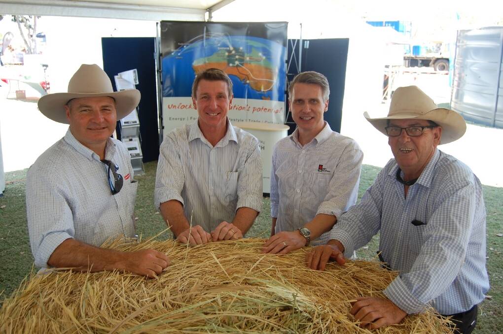 Fairfax Media's Grant Cochrane, NT primary industries minister Willem Westra van Holthe, NAB head of agribusiness – Qld & NT John Avent and Fairfax Media's Jim Pola at the opening of the NT Field Days. 