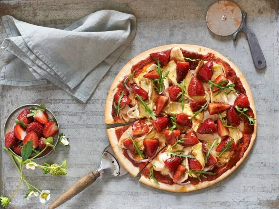The peppered balsamic strawberry pizza, part of the Victorian strawberry industries push for summer consumption. 