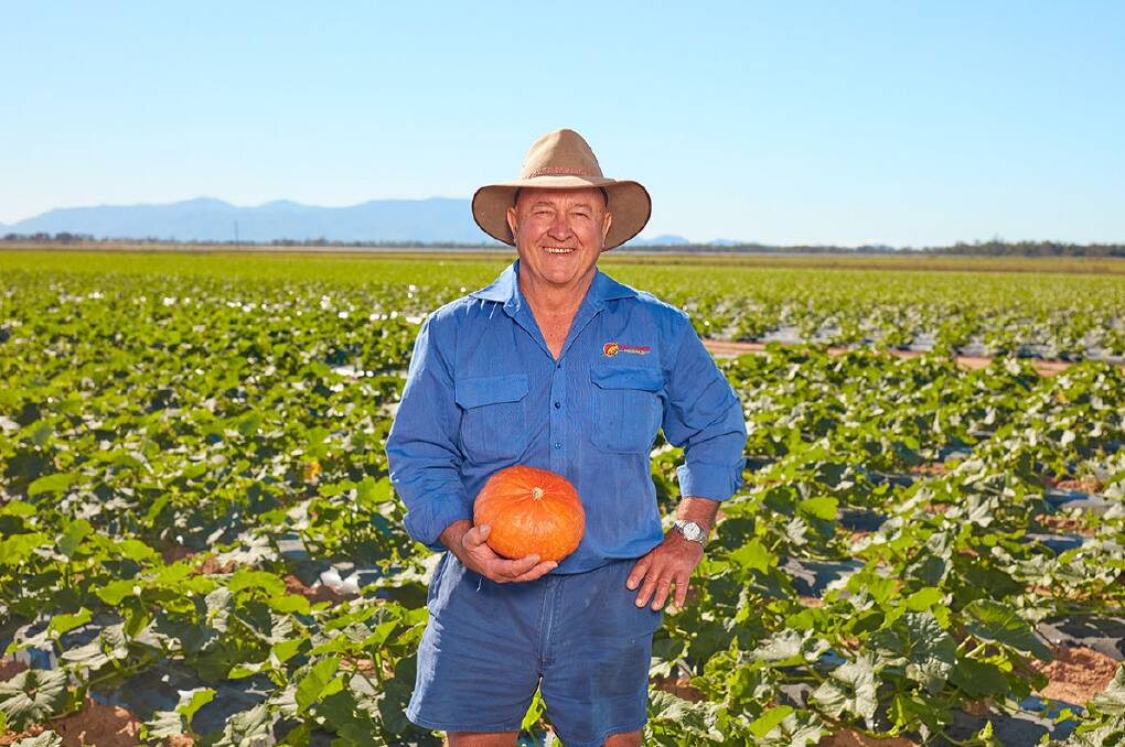 NEW BREED: Des Chapman, Rocky Ponds, Bowen, with one of the new Kabocha pumpkins at Rocky Ponds. 