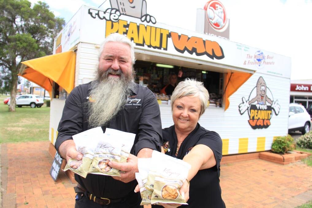 BIG OPPORTUNITY: Rob and Chris Patch of the Peanut Van with their Kingaroy Flavoured Peanuts which are being sold in IGA. Picture: Lucy Kinbacher 