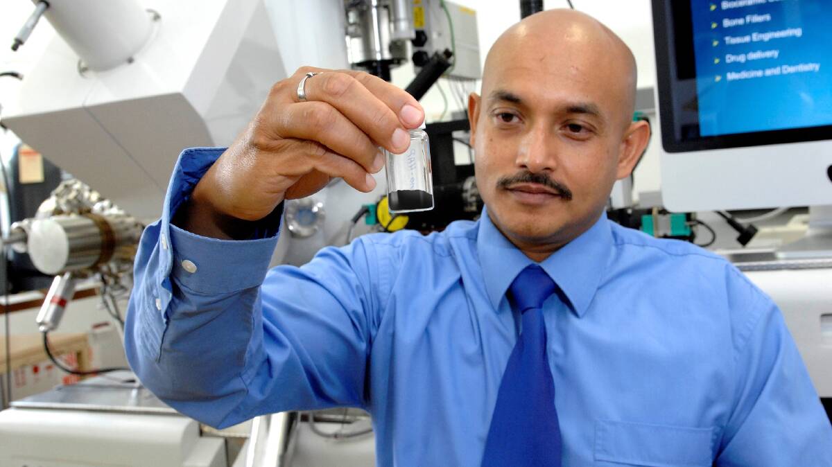 BREAKTHROUGH: Lead researcher Dr Gerrard Eddy Jai Poinern says crushed macadamia shells could be more efficient than traditional charcoal in treating certain kinds of poisoning, such as paracetamol overdoses.