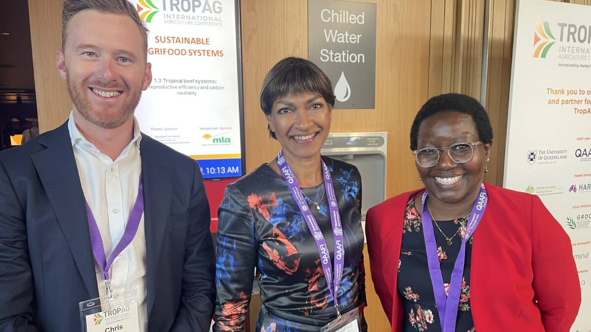 Special Representative for Australian Agriculture, Su McCluskey, with Chris Williams and Mumbi Kamau from the federal Department of Agriculture, Fisheries and Forestry. Picture by Brandon Long