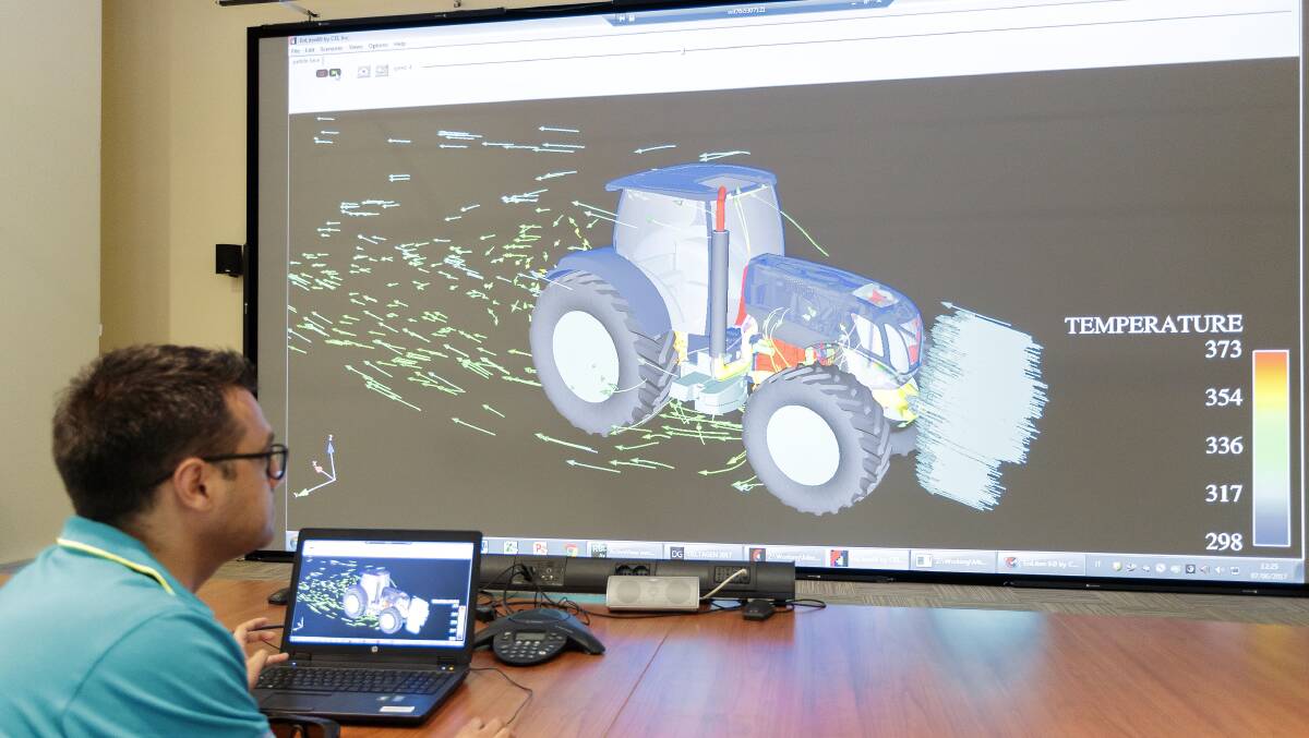 Temperature simulations monitoring air-flow around a working tractor, exceed measurements that could be made physically in the paddock