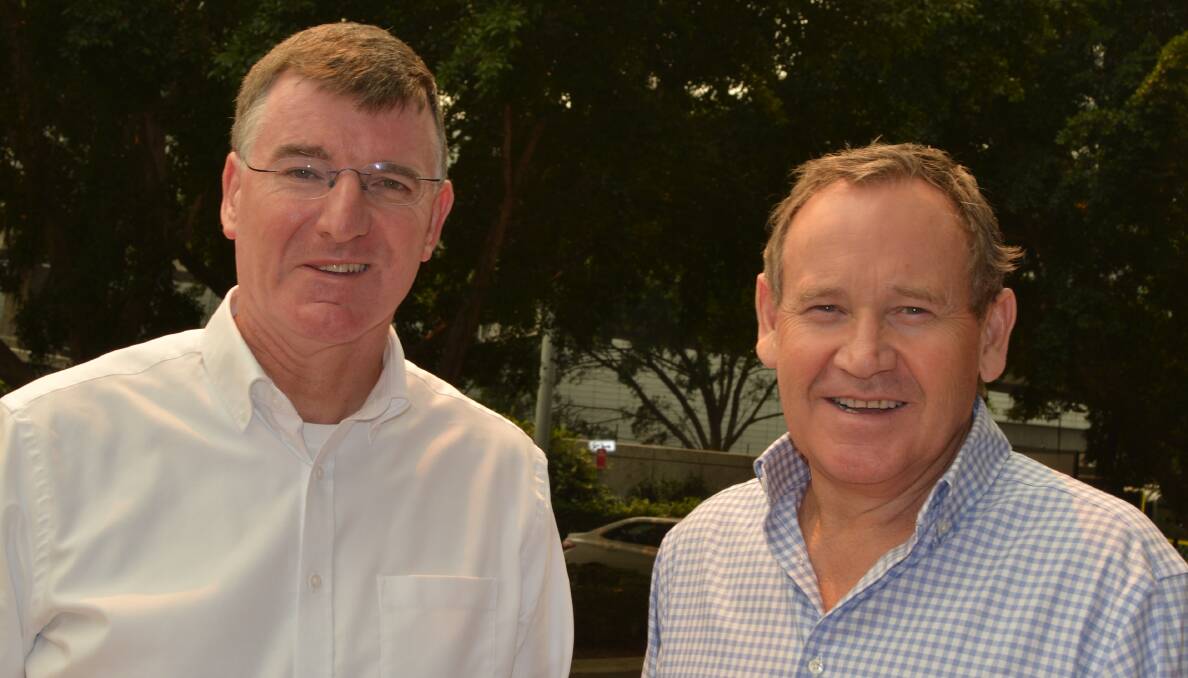 MEETING; Syngenta Group's crop protection chief executive officer, Jon Parr with Australasia head, Paul Luxton.