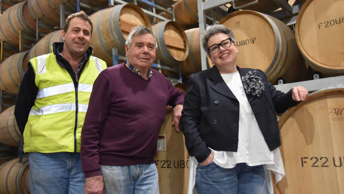 PRODUCT: Pete, Doug and Kirsty Balnaves in the family's winery.