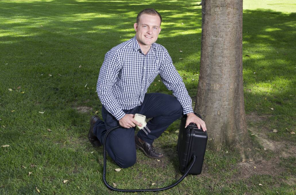 MEQ Probe chief executive officer Jordy Kitschke with the new abattoir tool that can objectively measure eating quality traits like tenderness and marbling.