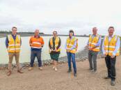 MELTON MILESTONE: Officials said they were turning on the tap for farmers with the construction of this 1.1 gigalitre recycled water storage dam near Melton which is set to irrigate thousands of hectares of farmland from early next year. Picture: Greater Western Water.