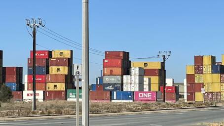 SHORT SUPPLY: Shipping containers, such as these near the Port of Adelaide, have been hard to get hold of during the pandemic.