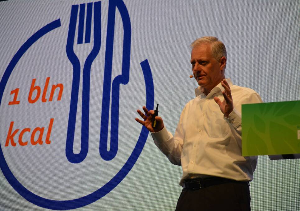 CHALLENGE: Member of Rabobank's managing board Berry Marttin explaining to the Farm2Fork audience why people must start asking what is the nutritional value of their food per unit of carbon emitted.