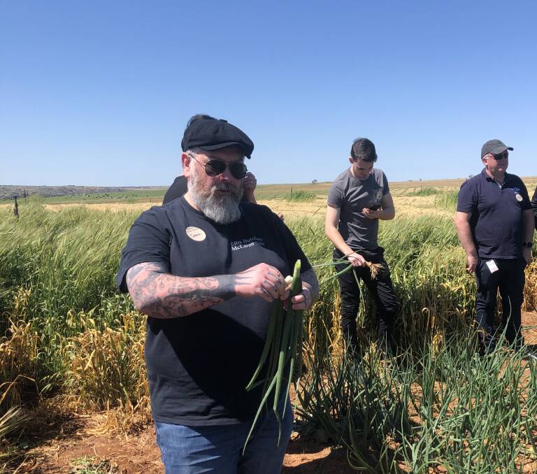 INSIGHT: Adelaide chef, Simon Cunningham, tasting an onion at Rathjen Farm, Mannum as part of a tour which gave foodservice industry professionals a look at onion production. 