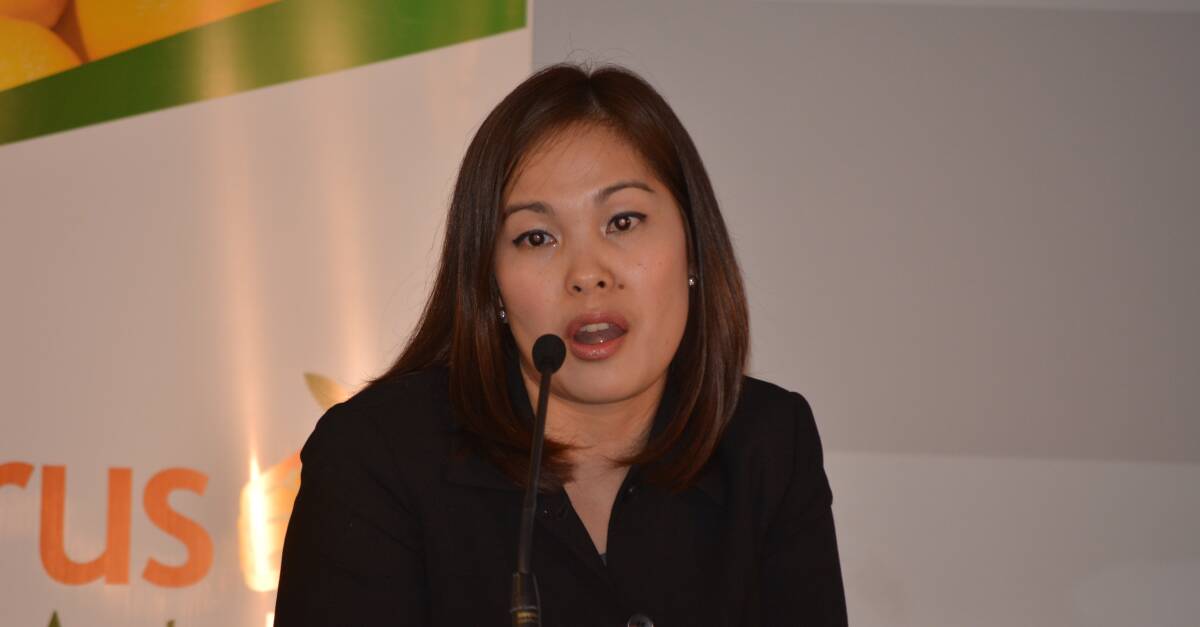 LOOKING UP: Austrade business development manager Vanessa Perez tells the 2016 Citrus Market Outlook Forum that the Philippines has an appetite for premium imported products, including Australian citrus.