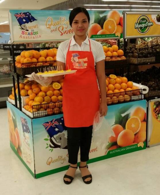 IN STORE: One of the promotional stands at a store in the Philippines showing off Australian citrus.