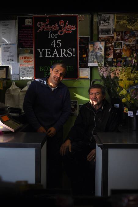 CHANGE: Velluti's The Fruit & Vegetable Company managing director, John Velluti, with Frank Bonfante in what used to be his fruit shop until Mr Velluti bought it.