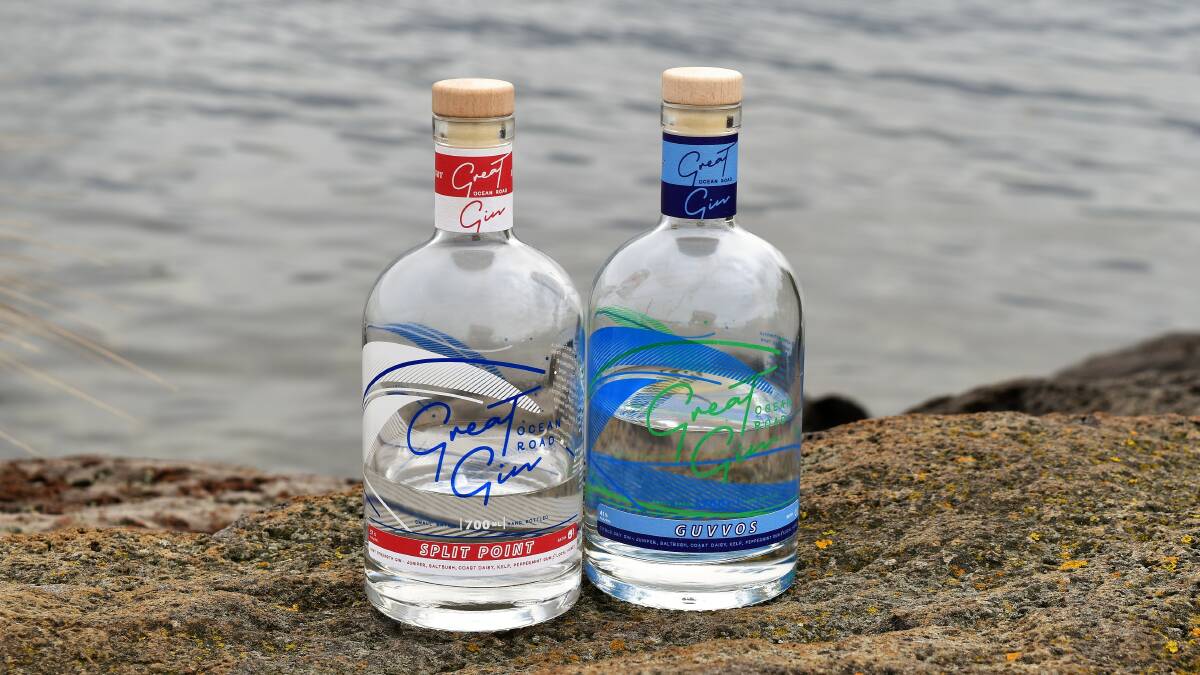 PLACE: The two varieties from Great Ocean Road Gin; Split Point, a navy strength gin and the original release, Guvvos. 