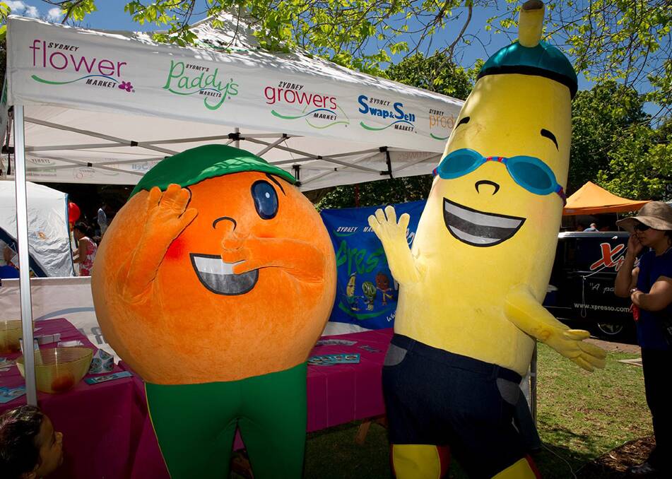 BRIGHT BUDDIES: Oscar Orange and Bazza Banana from the Sydney Markets' Fresh for Kids program, which has been revamped to help encourage children to consume more fresh produce.
