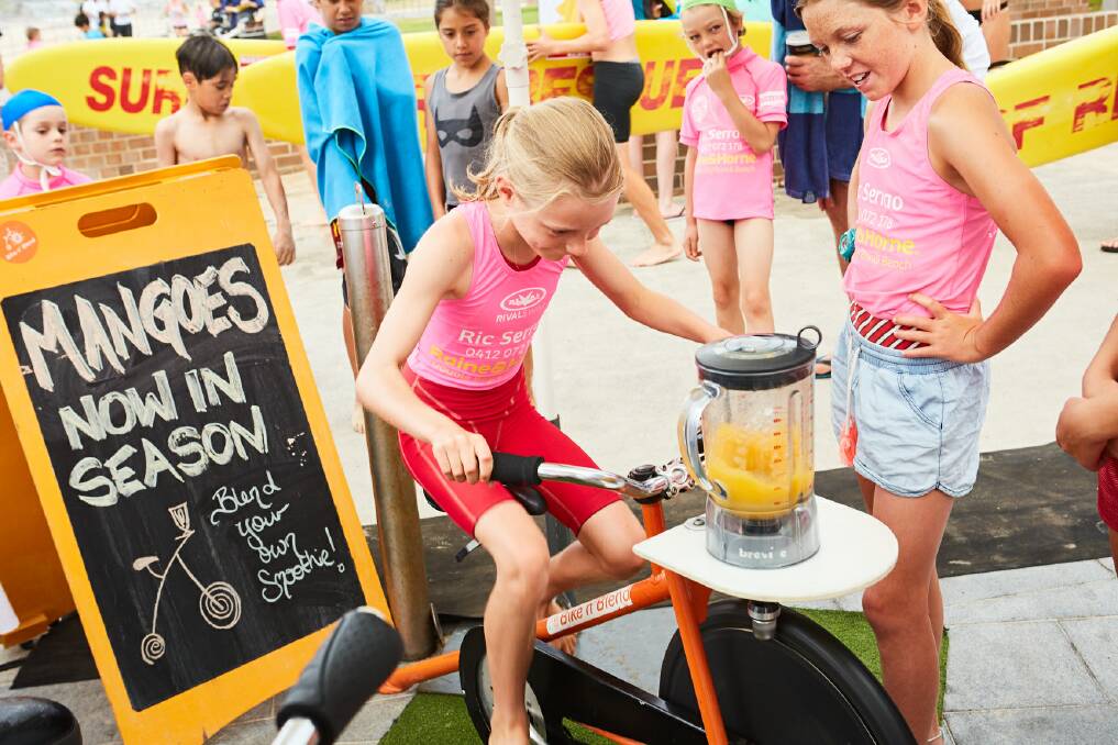 PEDAL POWER: One of the nippers at this year's Mango Mess-tival at Bondi Beach last December gets pedalling.