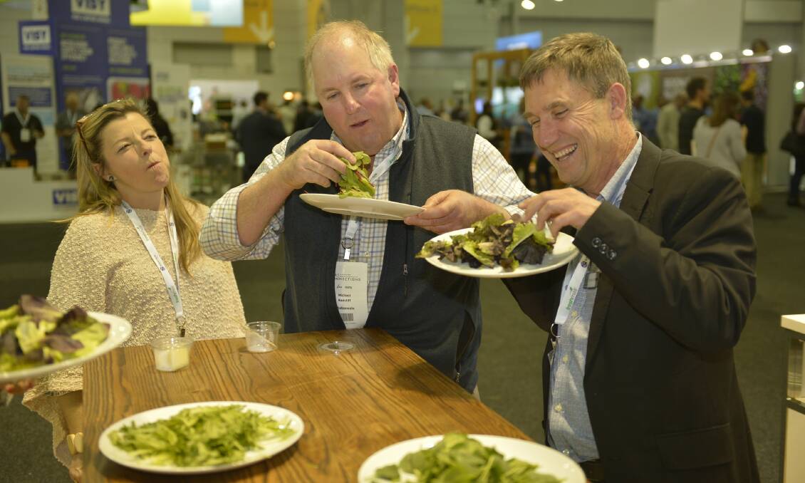 TASTE TEST: Hort Connections 2018 delegates assemble their salad at the Rijk Zwaan stand as part of research asking consumers to create their perfect four-leaf salad.
