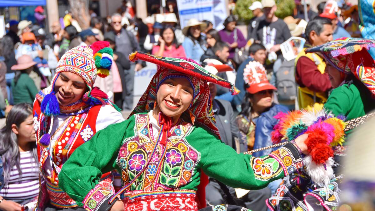 CELEBRATION: Some traditional Peruvian dancers helping celebrate National Potato Day in Cusco.