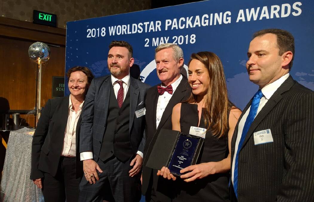 BIG GRINS: The team from SPC accepting the 2018 WorldStar Packaging Award earlier this month. 