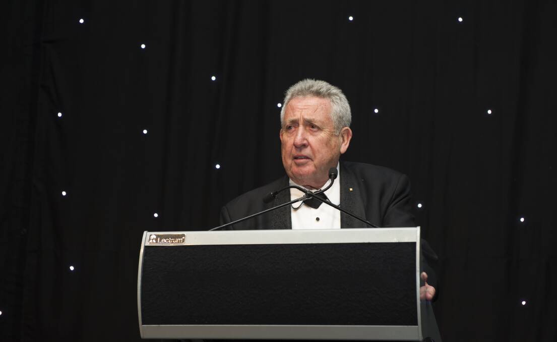 MC: Bill Chalk helping with the emcee duties at the 2015 Sydney Markets Gala Ball. 