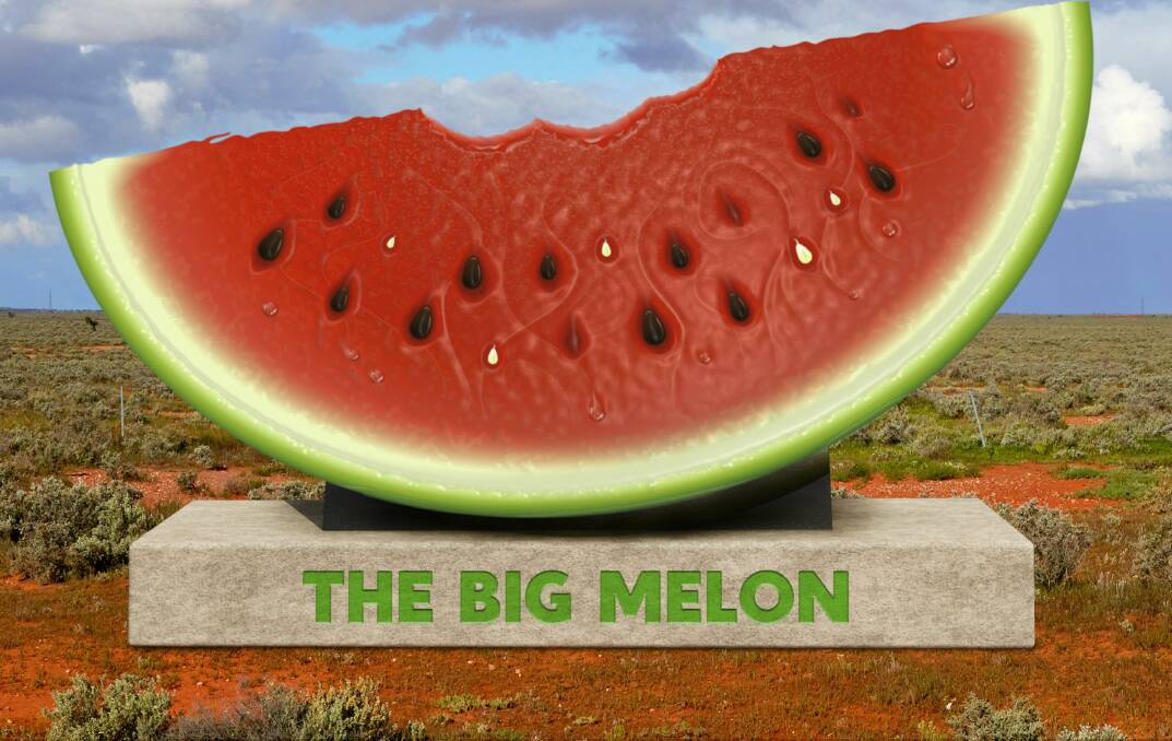 BIG THING: A digital graphic of what the proposed Big Melon at Chinchilla could look like if the town won the Wotif Next Big Thing competition. 