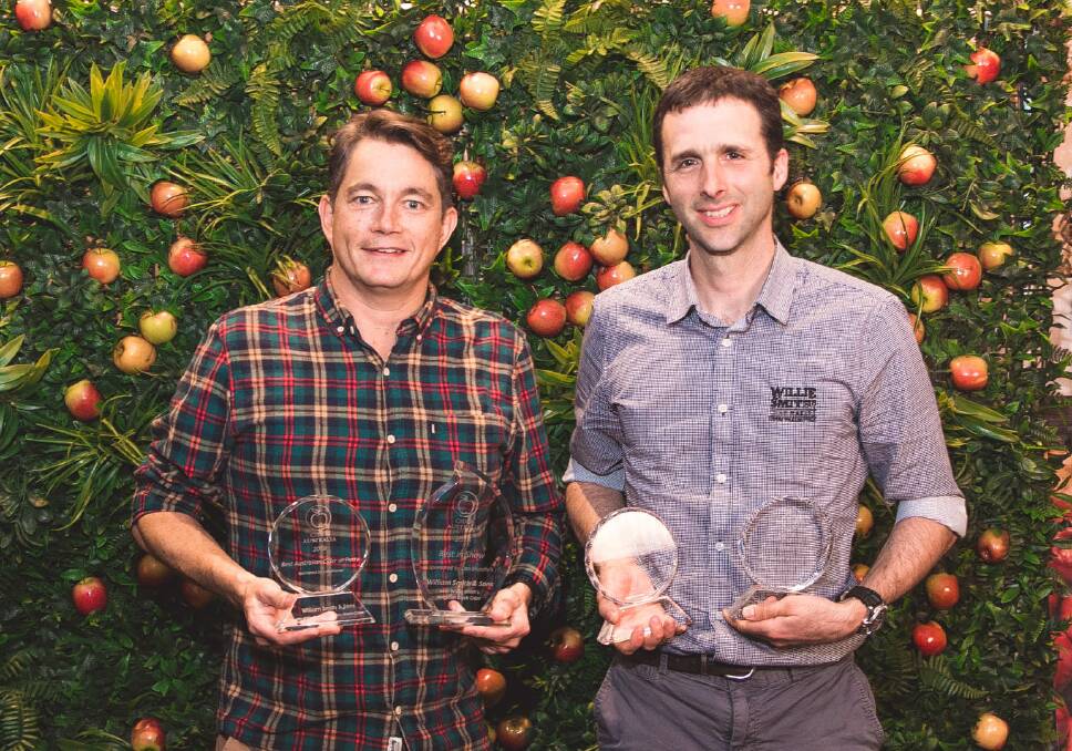 TRIPLE: Sam Reid and Tim Jones, William Smith & Sons, celebrate the company winning the Best in Show award, plus the Best Traditional Cider and Best Australian Cider.