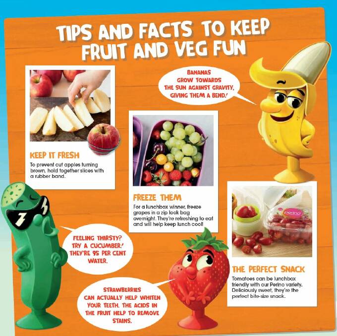EAT UP: Some of the information incorporating Stikeez encouraging children to eat healthily. 