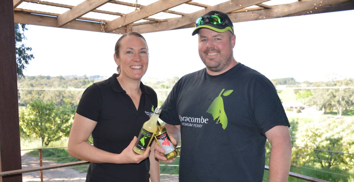 Damian and Amelia McArdle, Paracombe Premium Perry and Chamberlain Orchards, Adelaide Hills, SA toast to the success of their ag tourism venture. Picture by Elizabeth Anderson