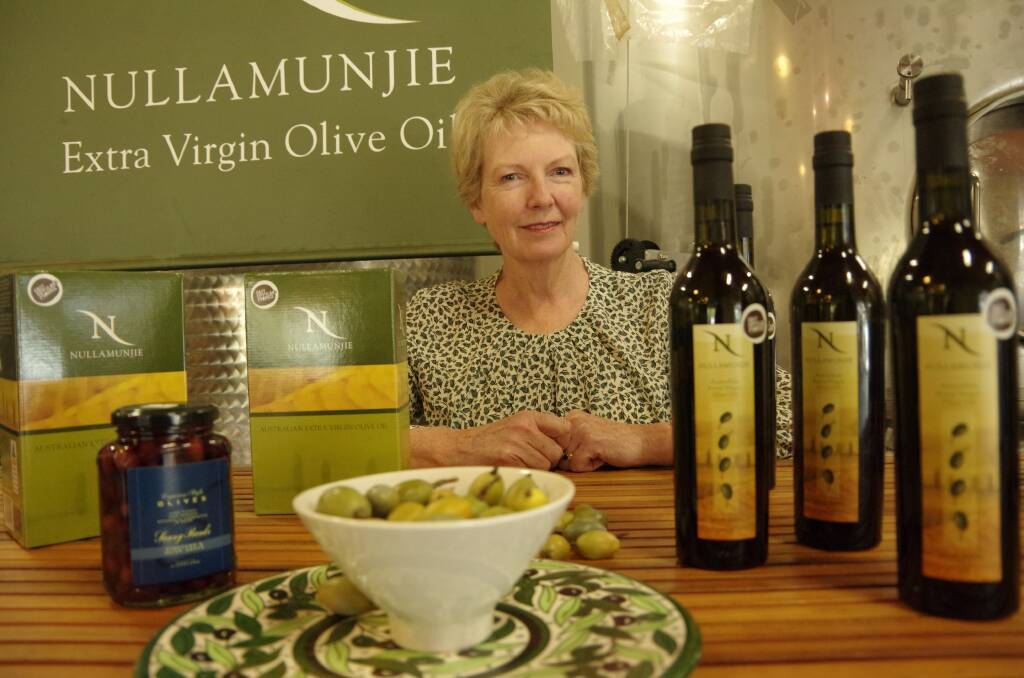 DISPLAY: Annie Paterson, Nullamunjie Olive Oil, Tongio, Vic with some of the products to come from the olive grove. 

