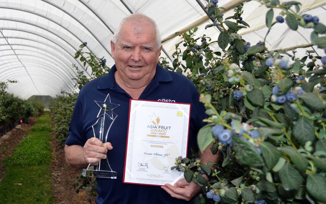 ACKNOWLEDGEMENT: Costa Berries International general manager Peter McPherson with the Asia Fruit Industry Impact award, won for the company's work in China. 