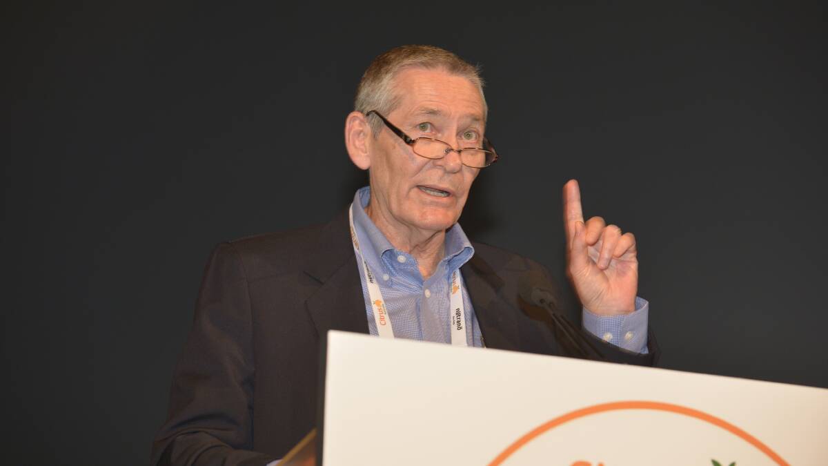SPEAKER: Noel Shield speaking at the 2018 Citrus Outlook Forum in Sydney. 