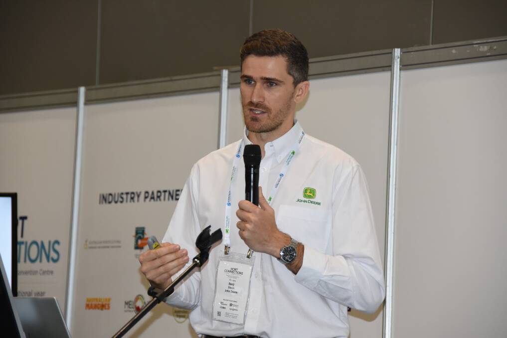 DATA: John Deere Australia and New Zealand precision agriculture manager, Benji Blevin speaking at Hort Connections 2021 in Brisbane on very present farm technologies.