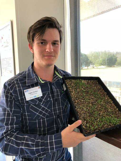 WINNER: Emerald student, Digby Dunbar, with a sample of his micro-greens which helped in the Central Highlands’ first-ever hackathon