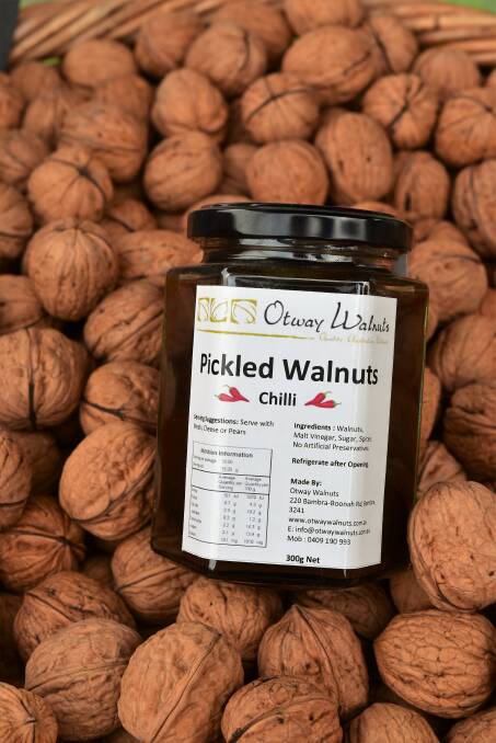 VALUE ADD: Otway Walnuts’ pickled walnuts in chilli flavour is one of the value-added products the farm is producing.