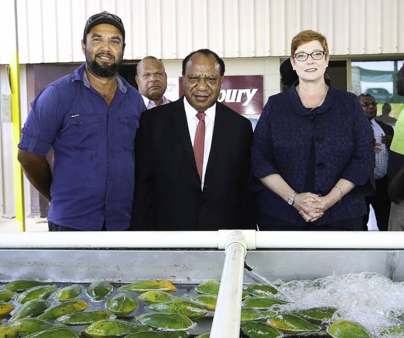 VISIT: Skybury Coffee operations manager, Lee Warwick, PNG Foreign Minister, Rimbink Pato, and Federal Foreign Minister Senator, Marise Payne.
