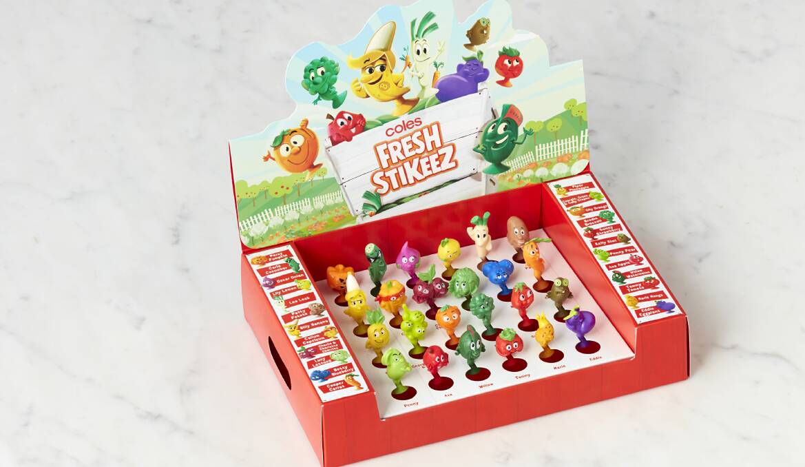 COLLECTIBLE: The new Stikeez from Coles encourages families to collect and increase consumption of fresh produce. 