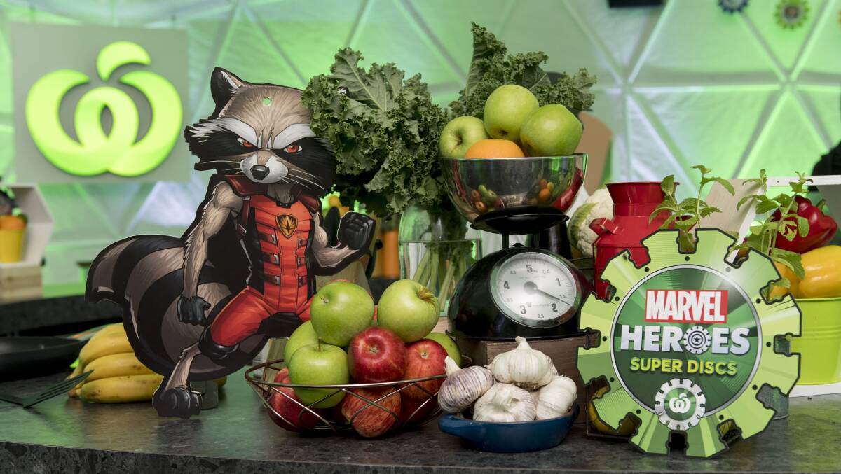 MARVELLOUS: Woolworths is using Marvel characters to help promote healthy eating as part of the Marvel Heroes Super Discs Collectibles campaign. 